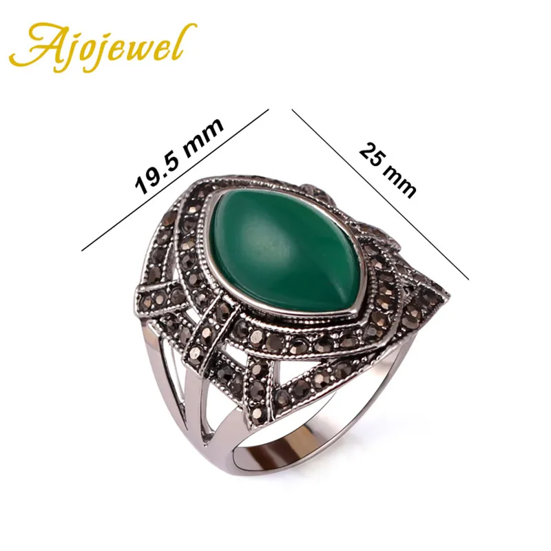 Ajojewel Vintage Stylish Rings Women Stones Italian Jewelry Retro Finger Hand Accessories
