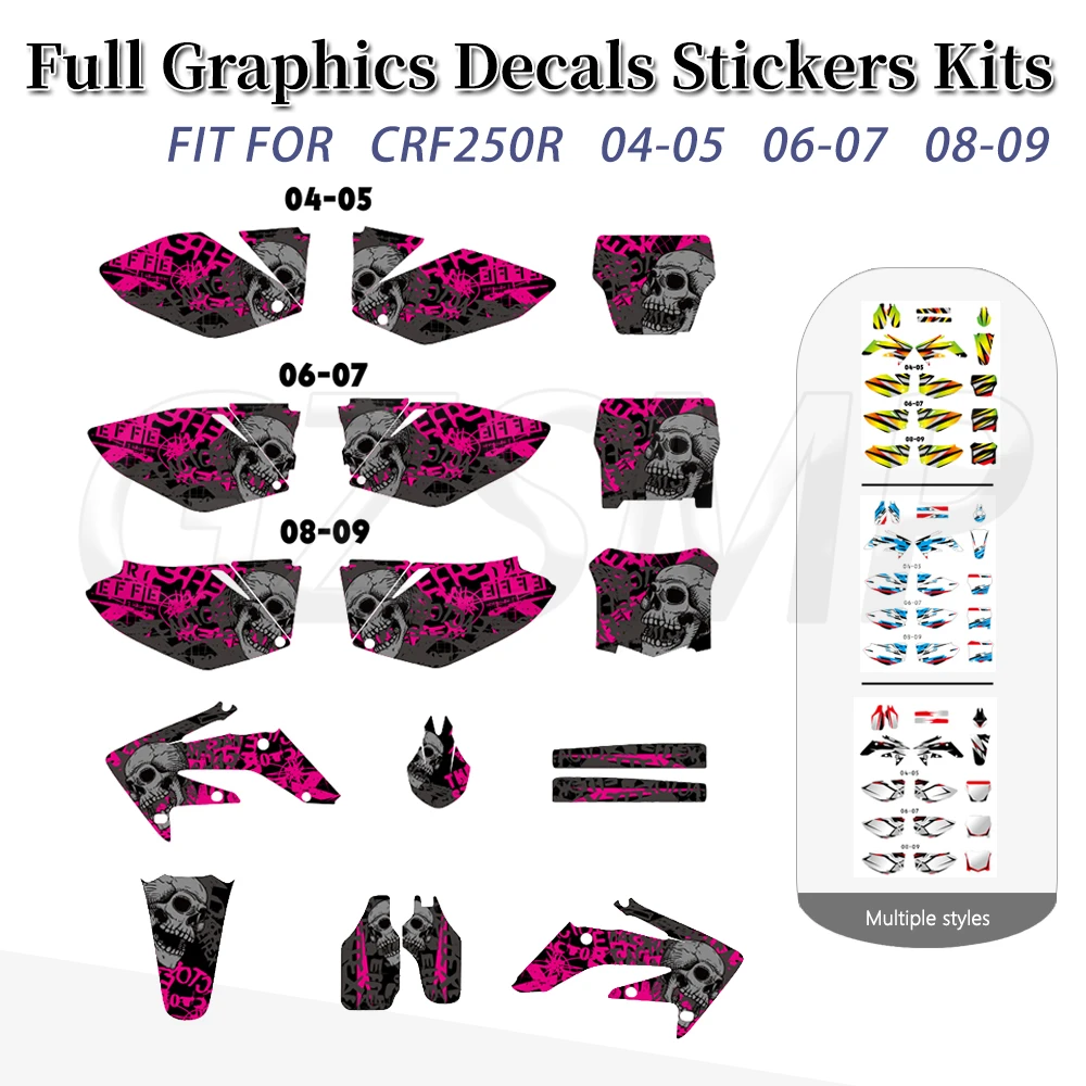 

Full Graphics Decals Motocross Background Stickers Kits Fit for HONDA CRF 250R CRF250R 2004-2005 2006-2007 2008-2009