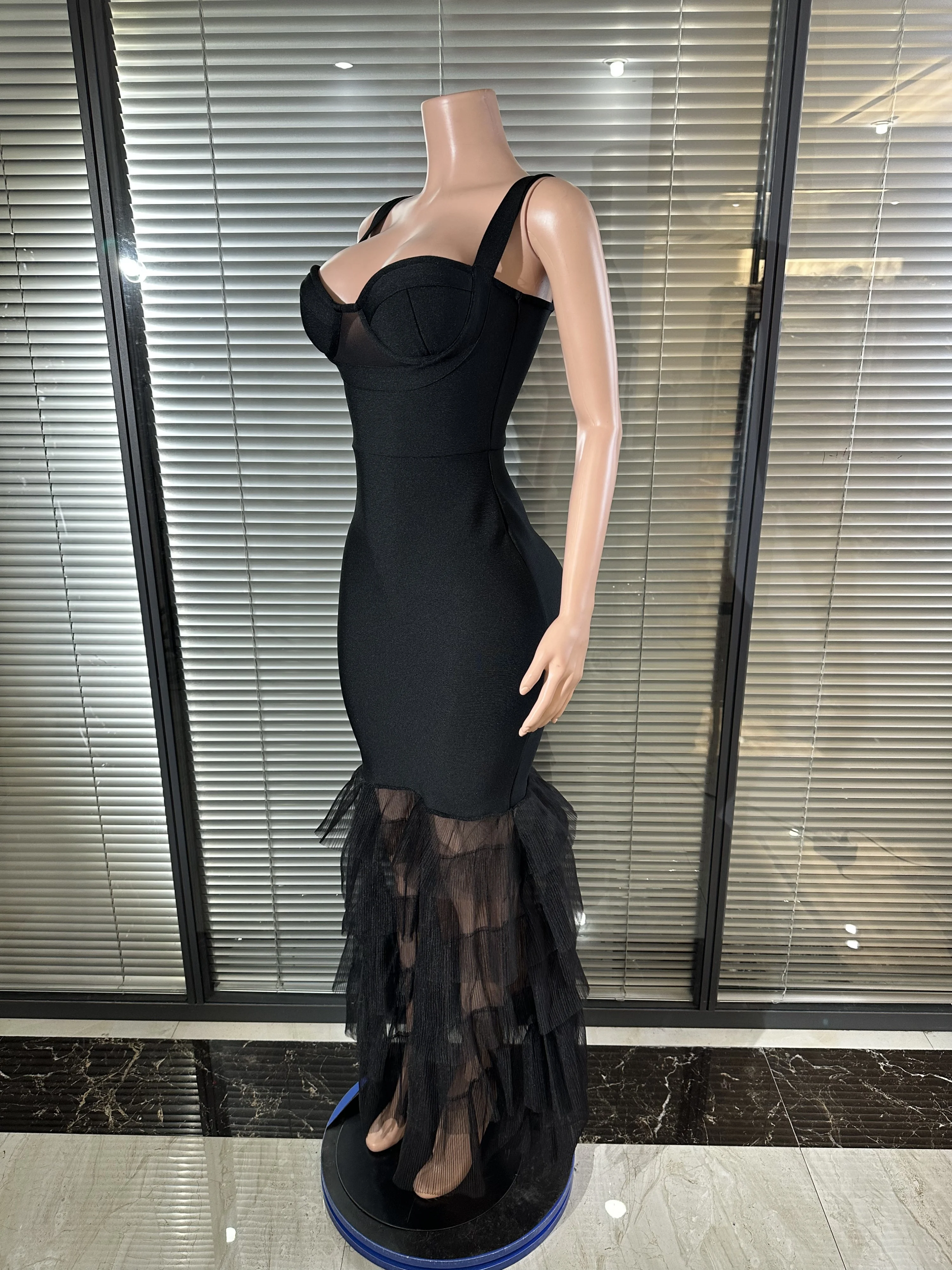 Vestido Maxi Sexy Sem Costas de Alta Qualidade para Mulheres, Vestido de Festa com Alças Finas e Camadas, Vestido Bodycon para Clubes