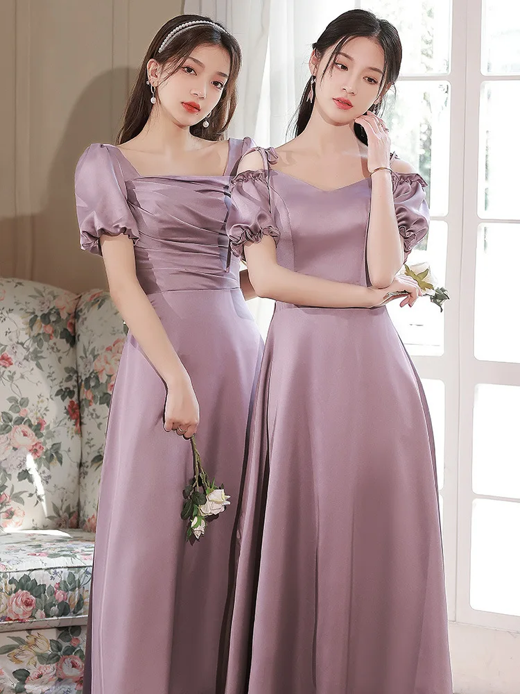 

Reject Return A98 Purple Bridesmaid Dresses Satin A-Line Wedding Guest Dress Princess Girl Lace Up Graduation Birthday Gown