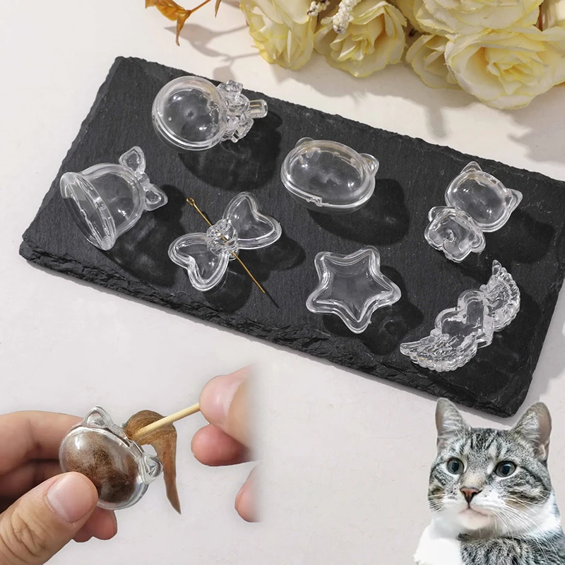 

2 шт., коробка на память из шерсти домашних животных, прозрачная коробка для хранения меха собаки и кошки для DIY, мемориальное украшение, подарок для любителей домашних животных, витрина, сувенир