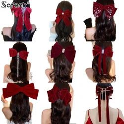 Elegant Elegant Solid Large Bow Ribbon Hair Clip Women Girl Sweet Headbands Soft Satin Hairpin Hairgrip Fashion Hair Accessories