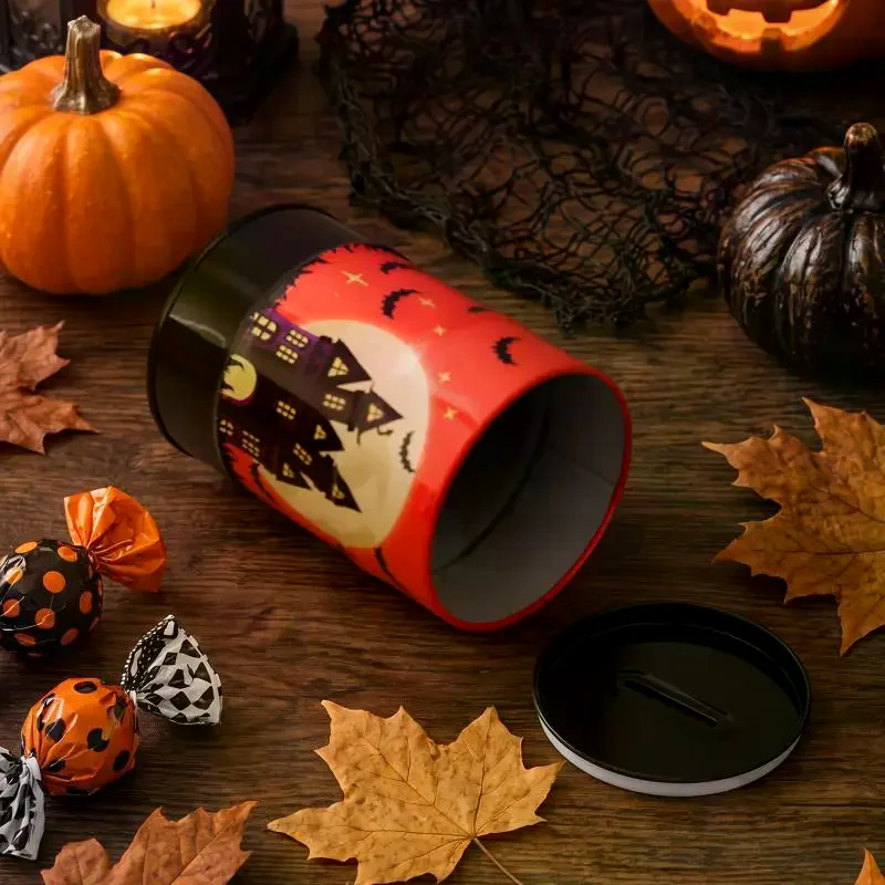 Halloween Metal Piggy Bank Adorable Bat Print Money Collection Box for Kids Toddlers Kindergarten Reward Gift