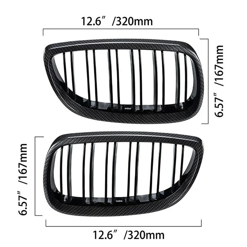 4X 用-BMW E90 E92 E93 M3 328I 335I 2007-2011 カーボンファイバールックフロント腎臓グリル 51137157275 51137157276 -A78G