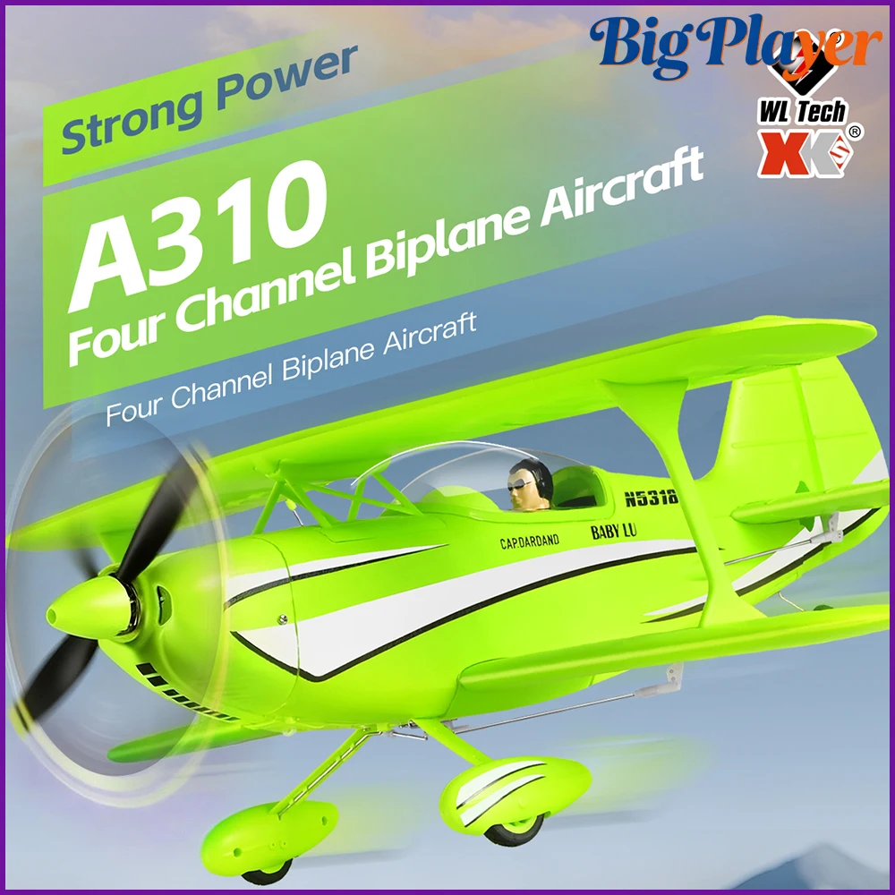 WLtoys A310 Brushless RC Airplane 4CH Dual-Wing Plane with Gyroscope Switchable 3D & 6G Flight Mode Hobby Toy Gift for Boys