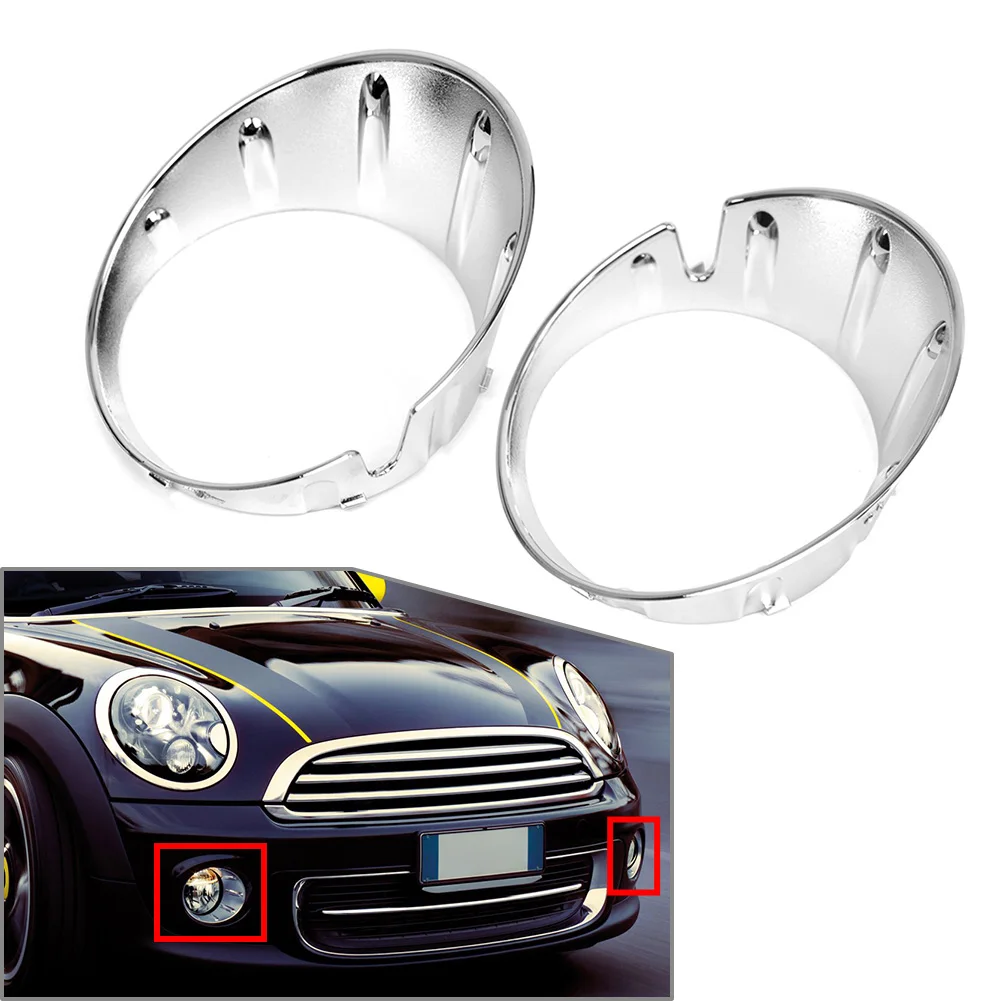 2Pcs Car Front Fog Light Frame Trim Ring Cover Chrome For BMW Mini Cooper R55 R56 R57 R58 R59 51117248791 51117248792