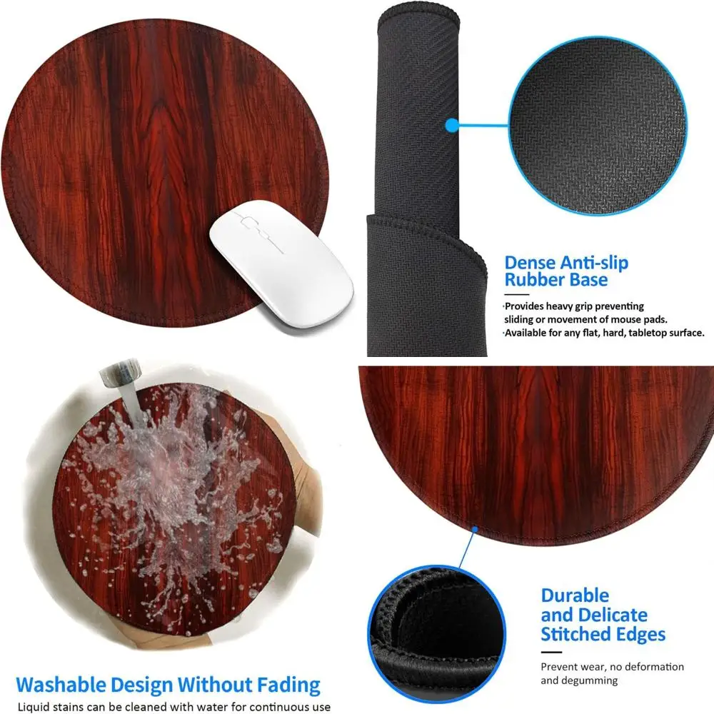 

8 Inch Redwood-Themed Gaming Mouse Pad, Comfortable Stitched Edge, Non-Slip Rubber Base, Waterproof Washable Computer Mouse Mat