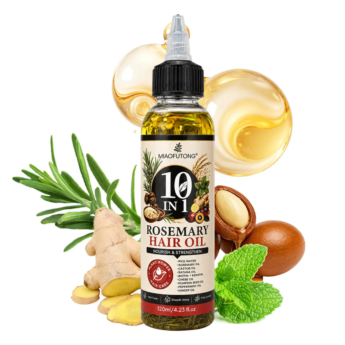 10-in-1 Hair Oil with Batana Oil, Softens & Smooths Hair, Nourishes Strands for Silky Shine, Multi-Benefit Treatment
