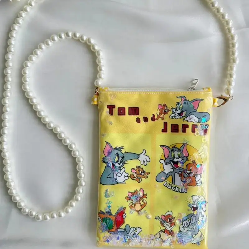 Cute Kawaii Tom and Jerry Storage Bag Messenger Bag The Single Shoulder Bag Printed Waterproof Fabric Birthday Gift For Girls
