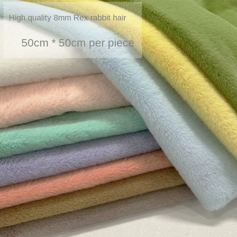 8mm Long Dense Faux Rabbit Fur Fabric Cotton Doll Handmade DIY Counter Scarf Doll Carpet Bedding Clothing Short Plush Fabric