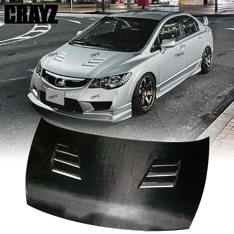 

Car Bonnet For Honda 8Th Civic 2006 07 08 09 2010 Real Carbon Fiber Engine Hood Qanel Mugen Style Hood Cover Front Engine Hood