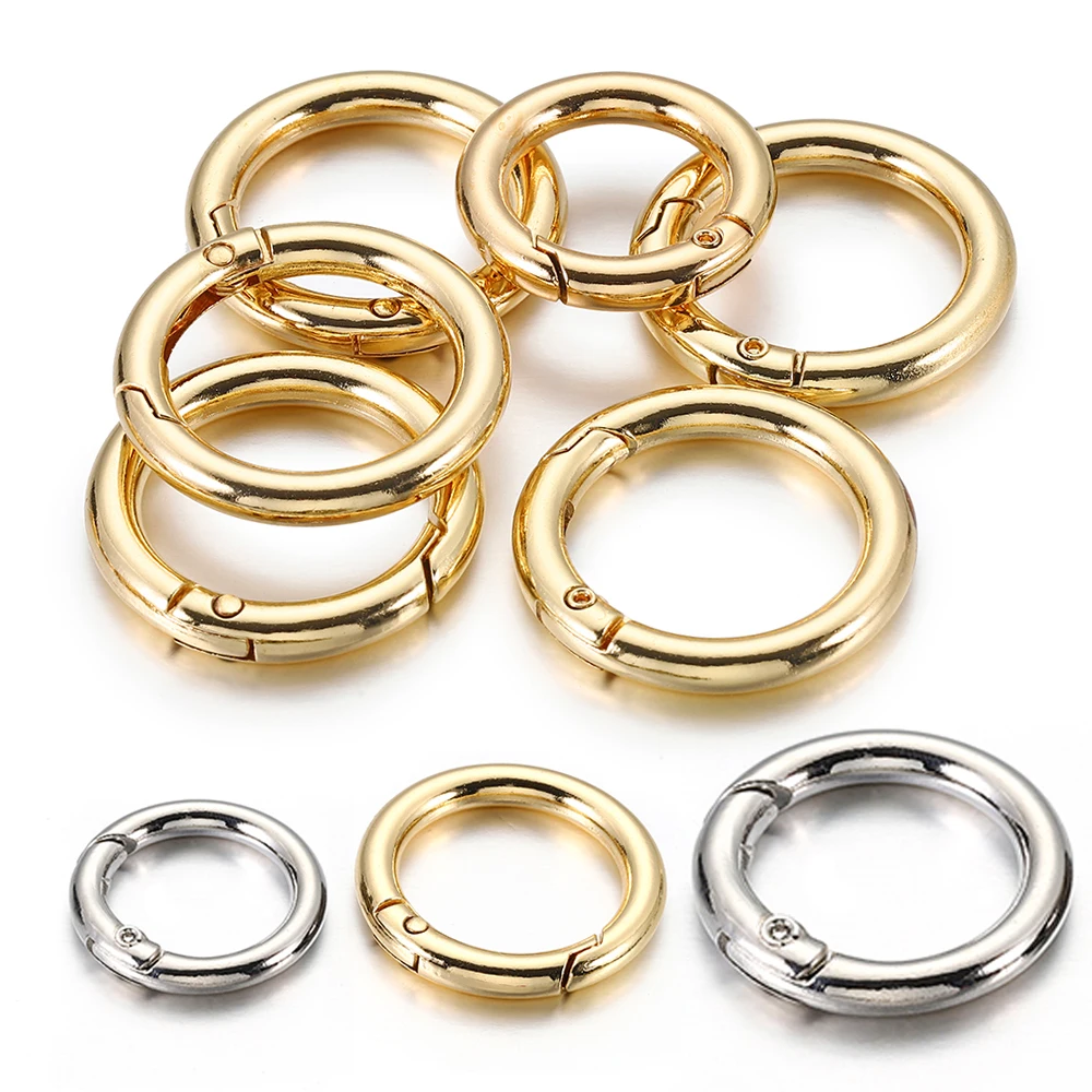 

5pcs Spring Clasp Keychain Ring KC Gold Color Openable Round Carabiner Hook Buckle