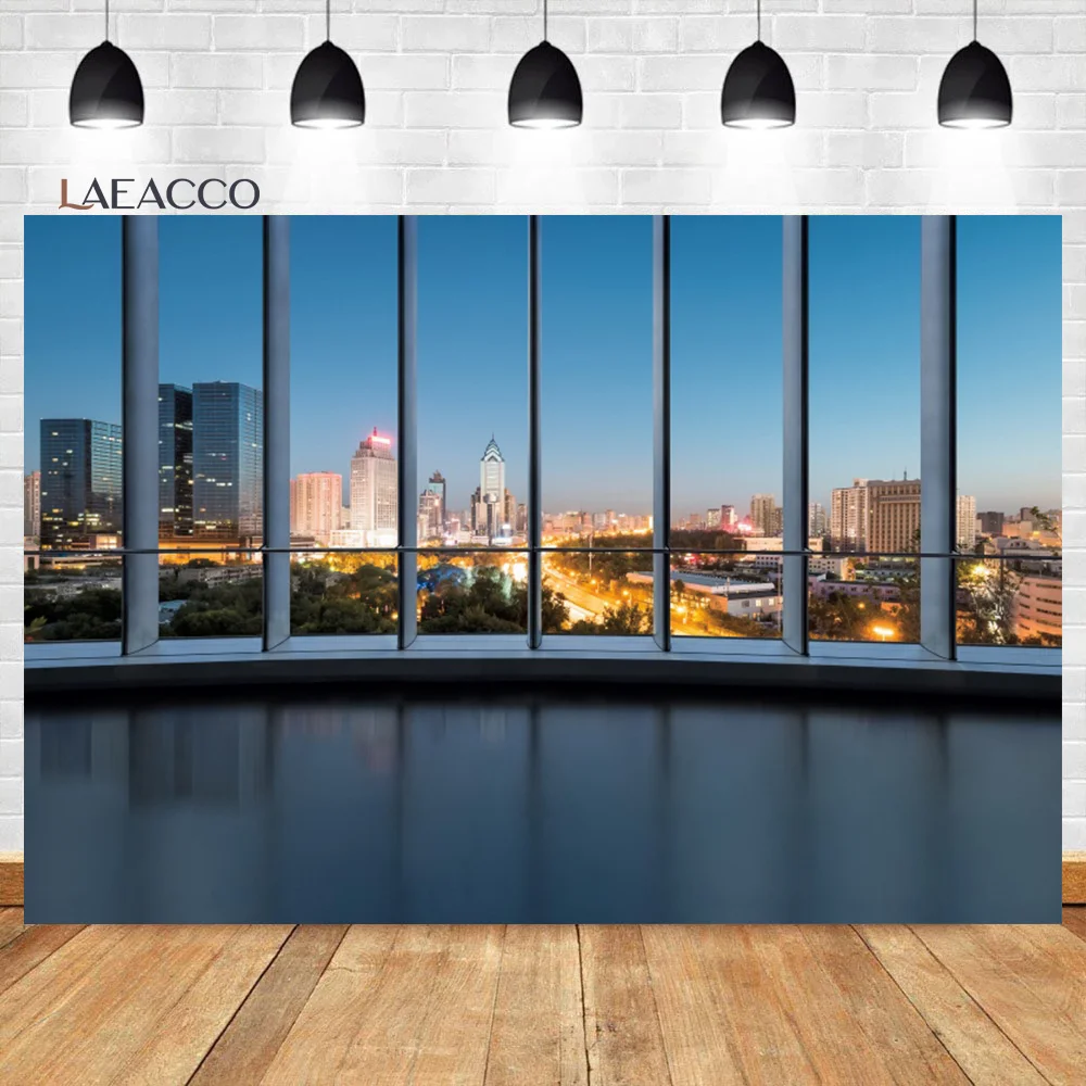 Laeacco Modern City Buildings French Window Technology Video Stage Photography Background Photo Backdrop For Photo Studio Props