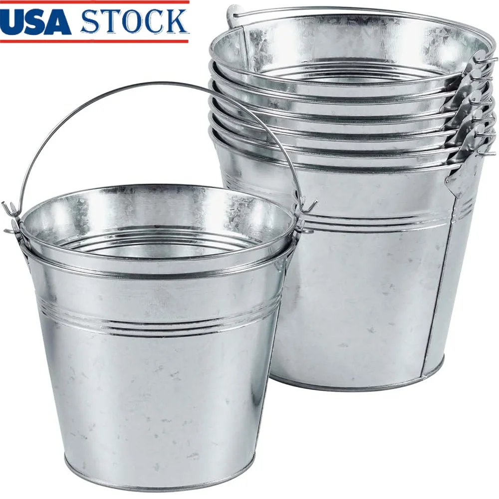 

8 упаковок оцинкованных металлических ведер с ручкой, ведра для льда, растения, суккуленты, сувениры для классной вечеринки, организация, деревенский домашний декор