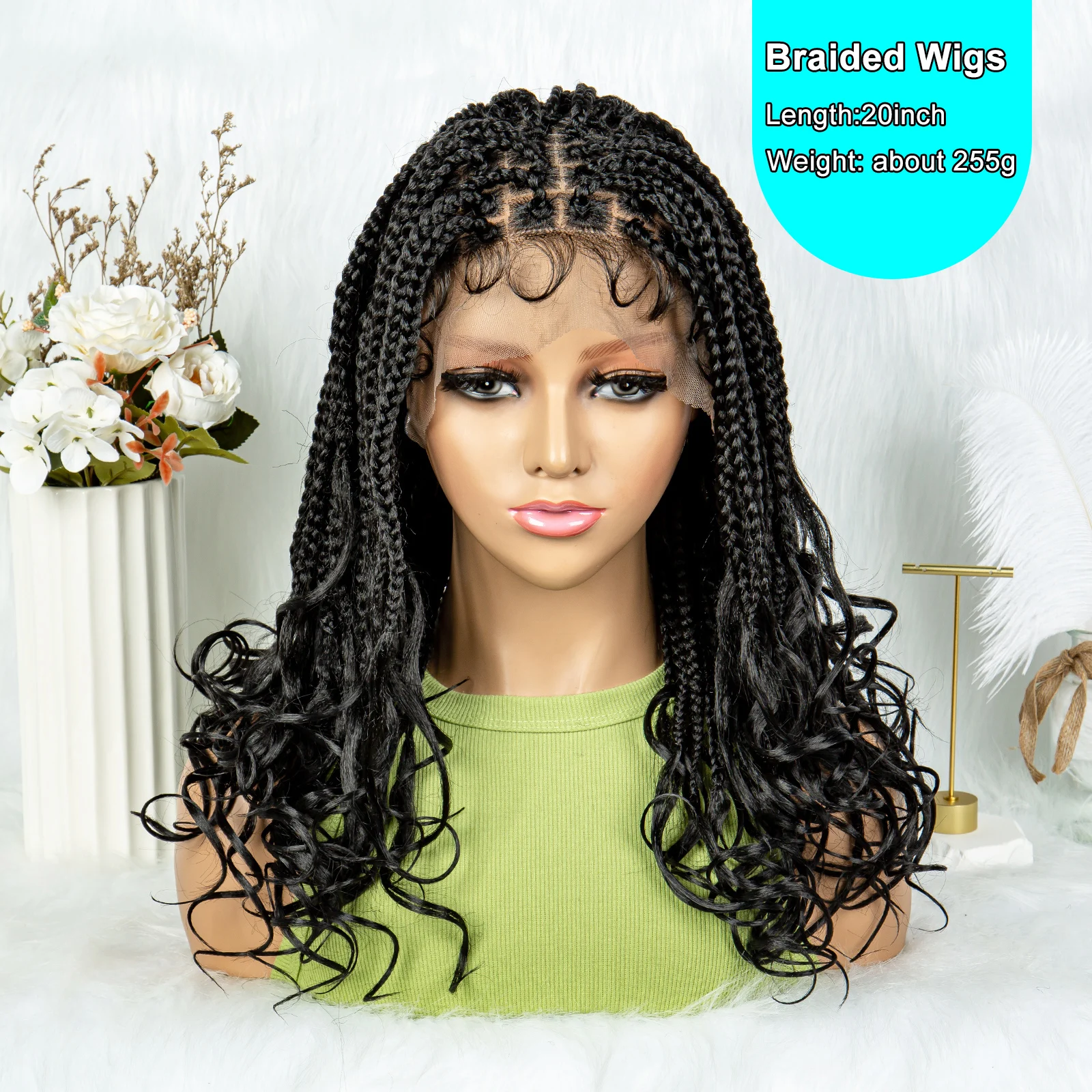 Synthetic Lace Front Wig Braided Wigs Square Knotless Box Braids Wigs for Black Women Synthetic Wig