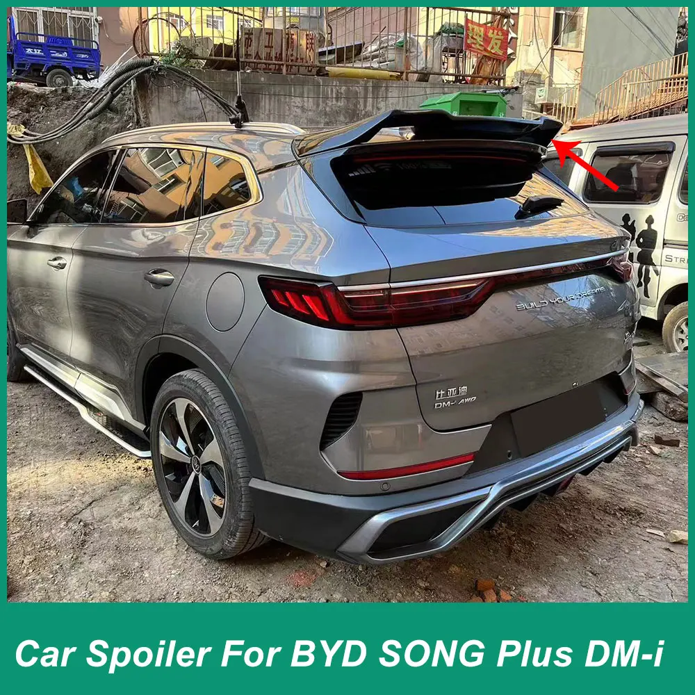 Applicable to BYD Song PIUS DMI Rear Roof Window Trunk Iid Spoiler Wing External Adjustment Fitting FRP Material Black Carbon