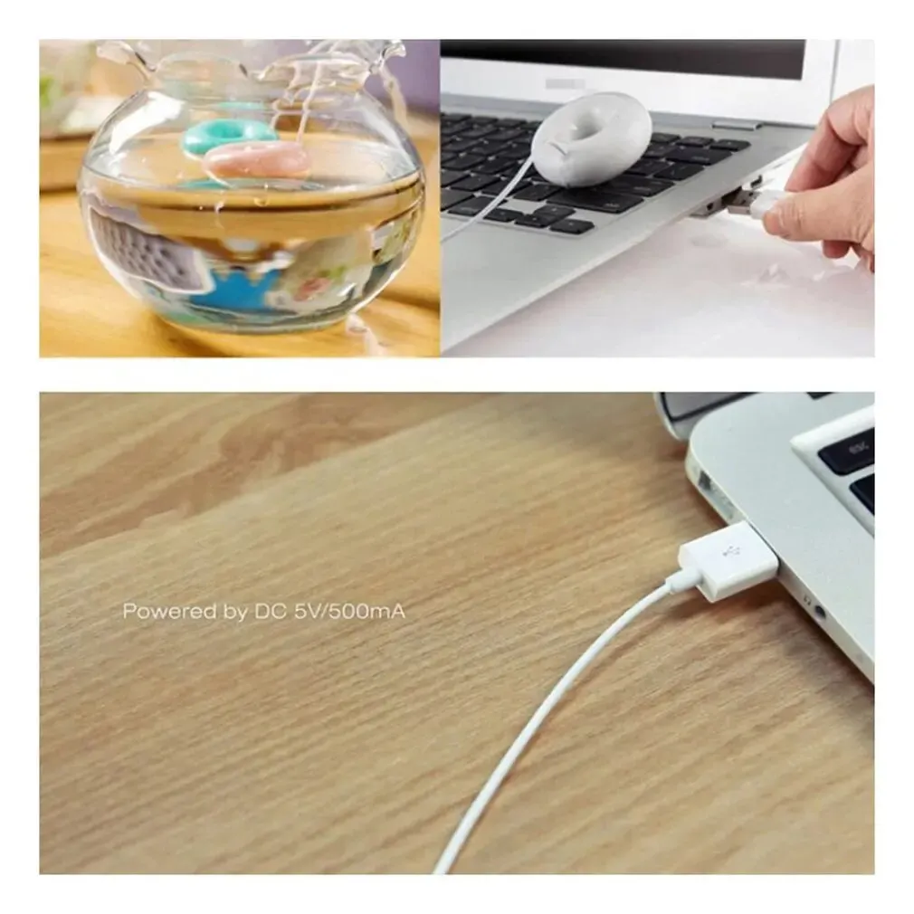 เครื่องเพิ่มความชื้นขนาดเล็ก1ชิ้นในโต๊ะสำนักงาน USB แบบพกพาเครื่องเพิ่มความชื้นในโดนัทเครื่องกรองอากาศสุดสร้างสรรค์เครื่องพ่นขนาดเล็ก