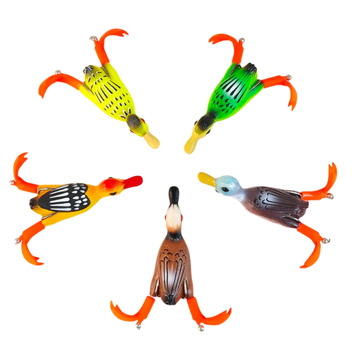 Leurres de pêche flottants multicolores en forme de canard bionique, appâts souples flottants en forme de patte de canard, équipement de pêche en plein air pour lac et étang