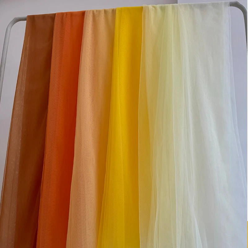 Orange Yellow Soft Tulle Fabric Wedding Decoration Curtain Cloth Mesh Layout Chair Back Drap Yarn Net Handmade DIY Tutu Material