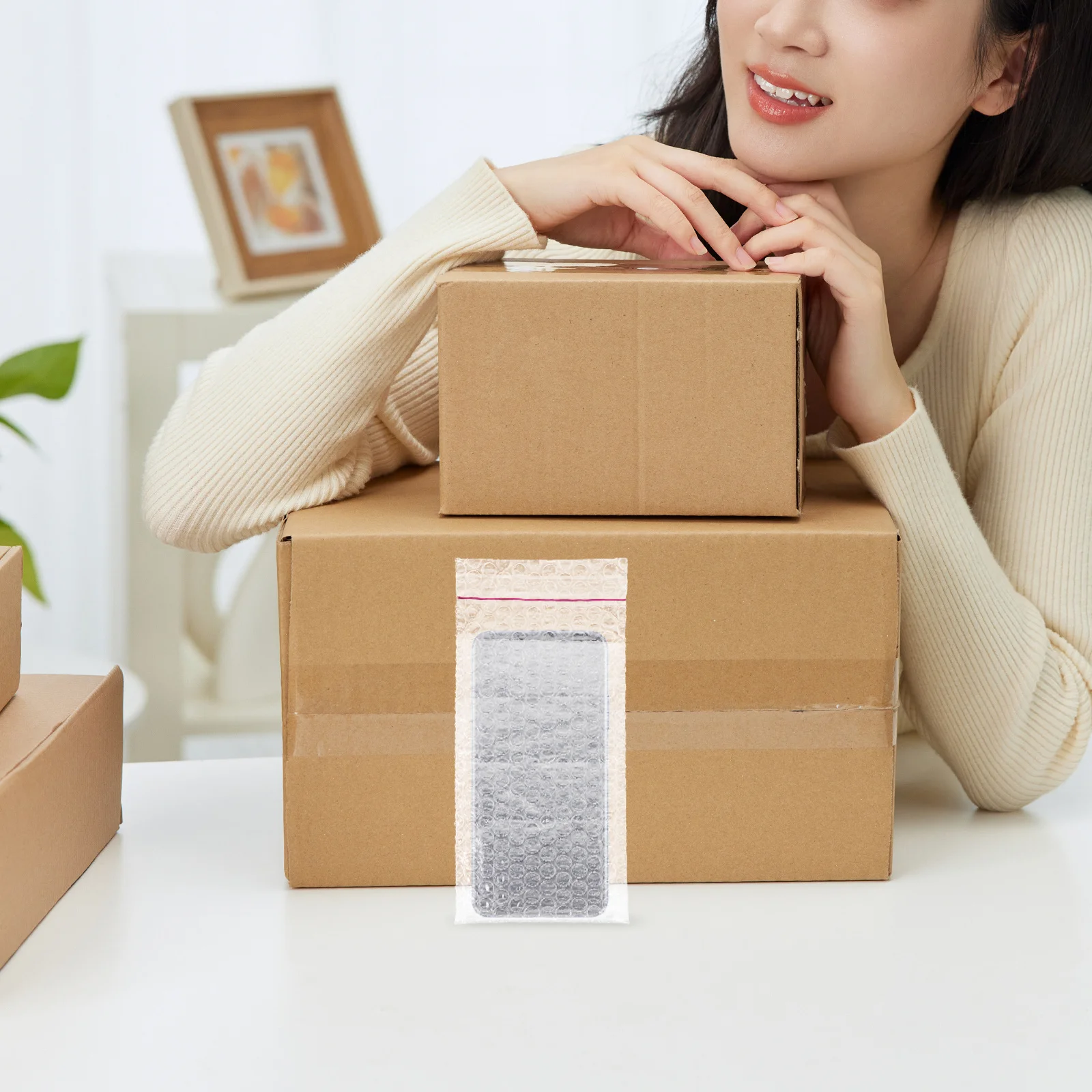 50 stuks doorzichtige gewatteerde enveloppen duurzame pe-materiaalverpakking voor kleine zakelijke benodigdheden verpakking voor kleine bedrijven