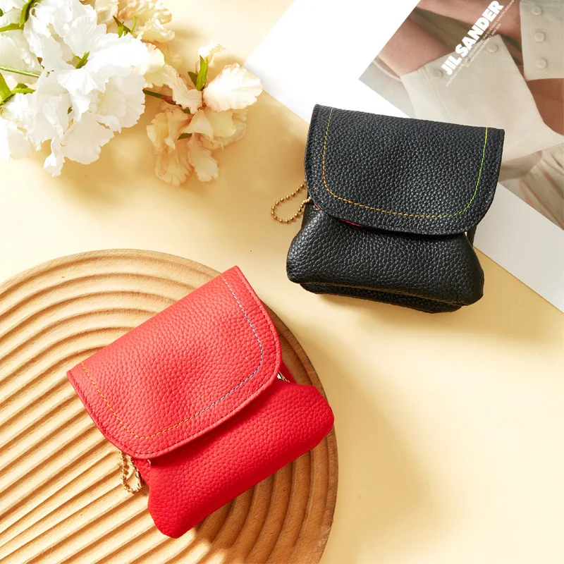 

Мини-кошелек на цепочке, женская сумка, кошелек для монет, сумки через плечо из натуральной кожи, модный клатч для хранения монет, мягкие женские кошельки