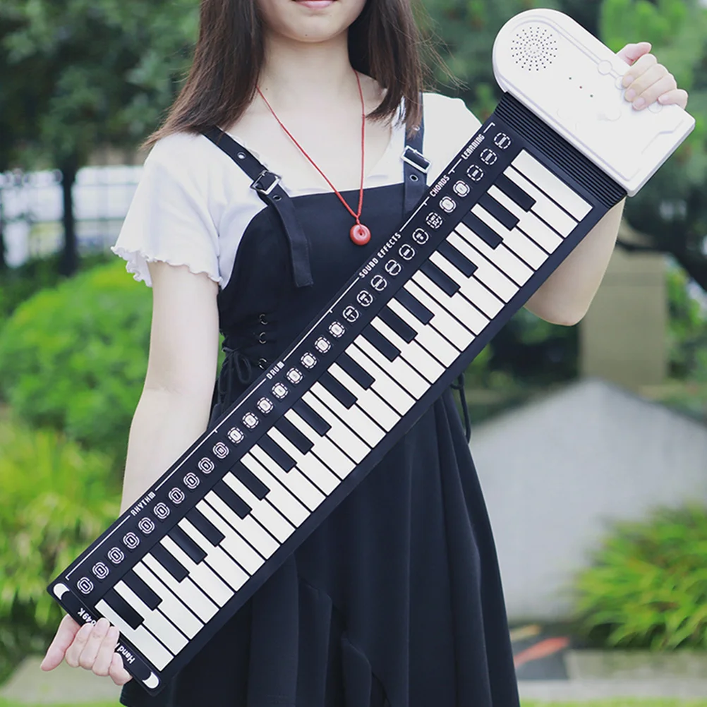 

Foldable Roll-Up Portable Silicone 49-Keys Electronic Piano Hand Roll Keyboard Travel Music Instrument Roll-Up Piano