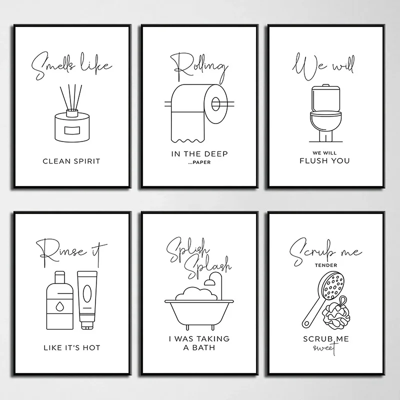 Funny Music Lover Bathroom Humor Quotes Posters and Prints Canvas Painting Simple Wall Art Pictures for Toilet Home Decoration