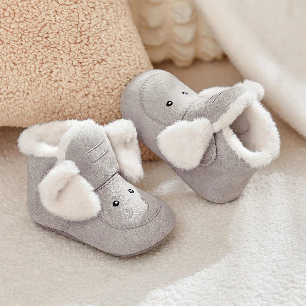 Dave Bella Baby Short Boots Winter Toddler Thick Plush Shoes Non-Slip Boys Snow Boots Antibacterial Newborn Warm Shoes DB4254977
