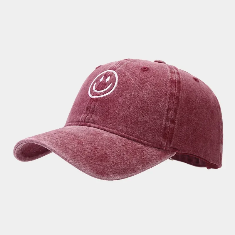 Gewaschene Baumwolle Baseball Caps Frauen Männer Weiche Snapback Hut Outdoor Sport Trucker Gorras Lächeln Gesicht Stickerei Hip Hop Papa Hut Geschenke – Detail 8