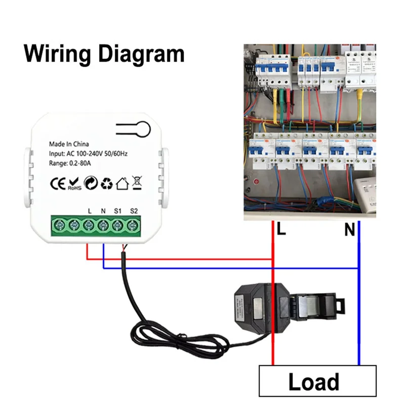 BAAJ-Tuya Smart Zigbee Energy Meter 80A With Clamp App Monitor Kwh Voltage Current Power Consumption 110V 240V