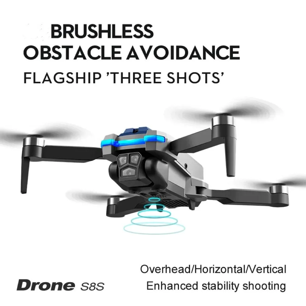 Dron sin escobillas S8S RC, 8K HD, cámara Dual ESC, flujo óptico de 2024 °, evitación de obstáculos, modo sin cabeza, cuadricóptero plegable, novedad de 360