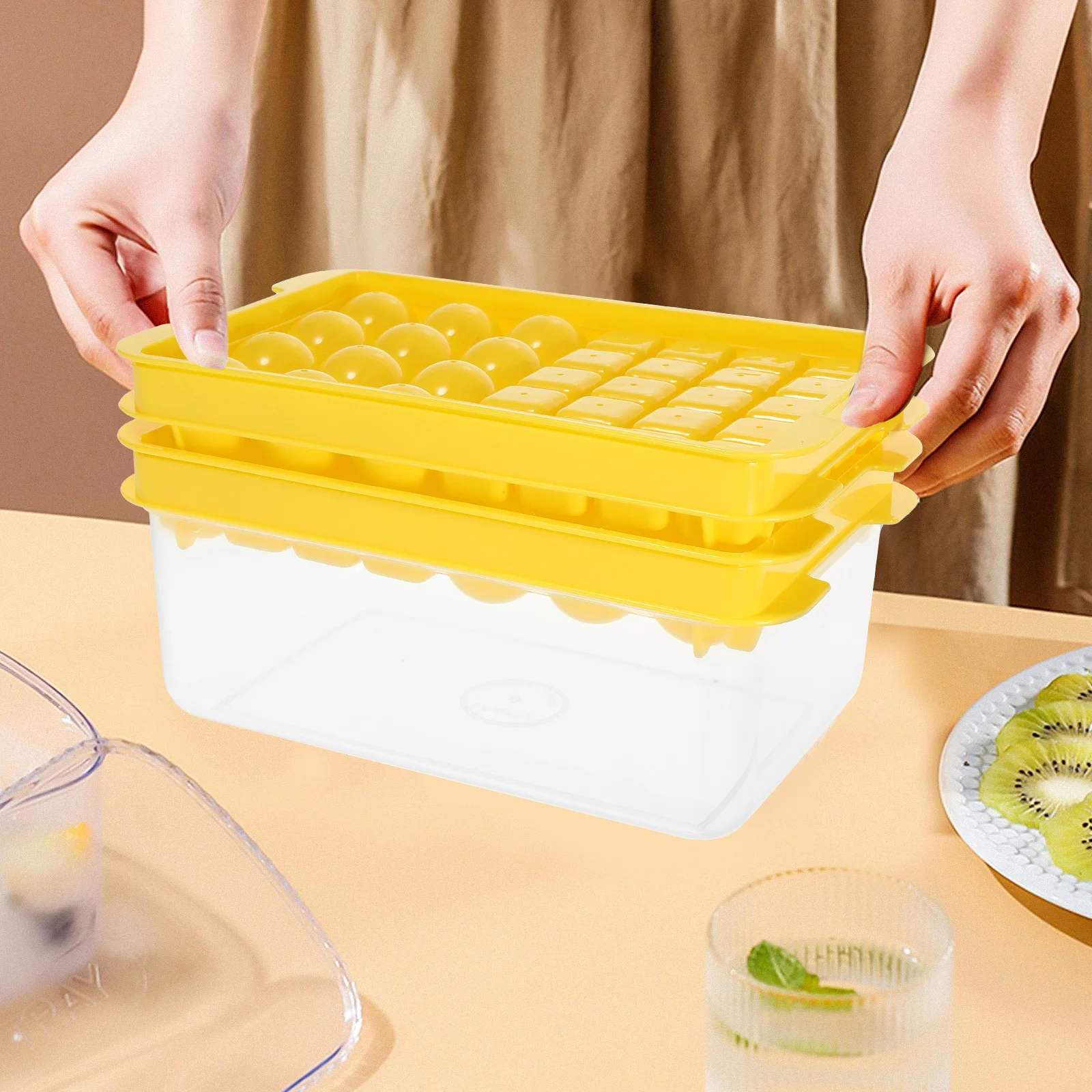 

1Set Ice Cube Trays for Freezer Stackable Design Ball Maker No Abnormal Smell Suitable Drinks Food Wine Decorative