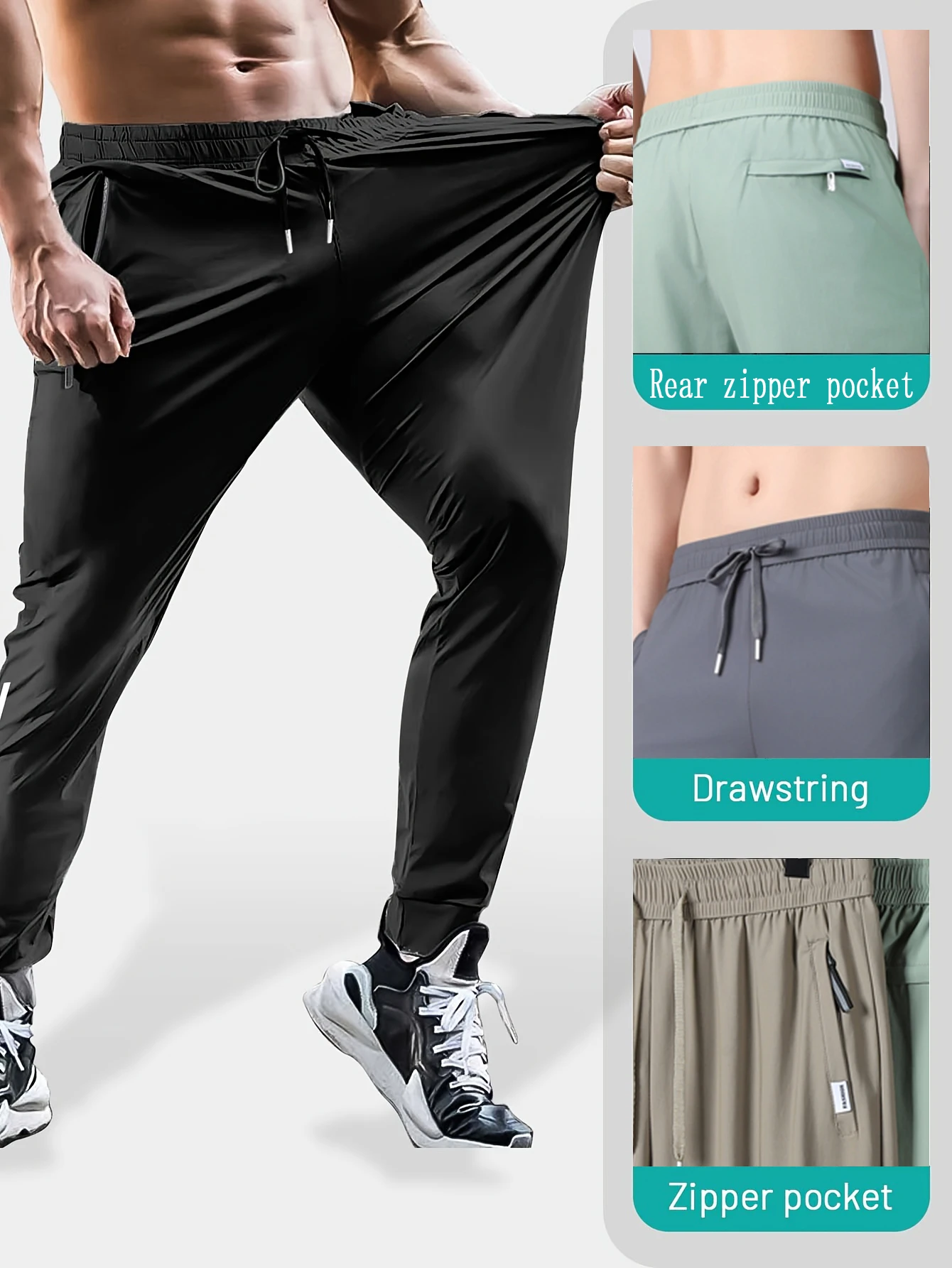 Summer Ice Silk Pants Quick-dry Casual Pants Men Big and Tall Man Clothes Plus Size Man Clothing Sale Sweatpants Baggy Joggings