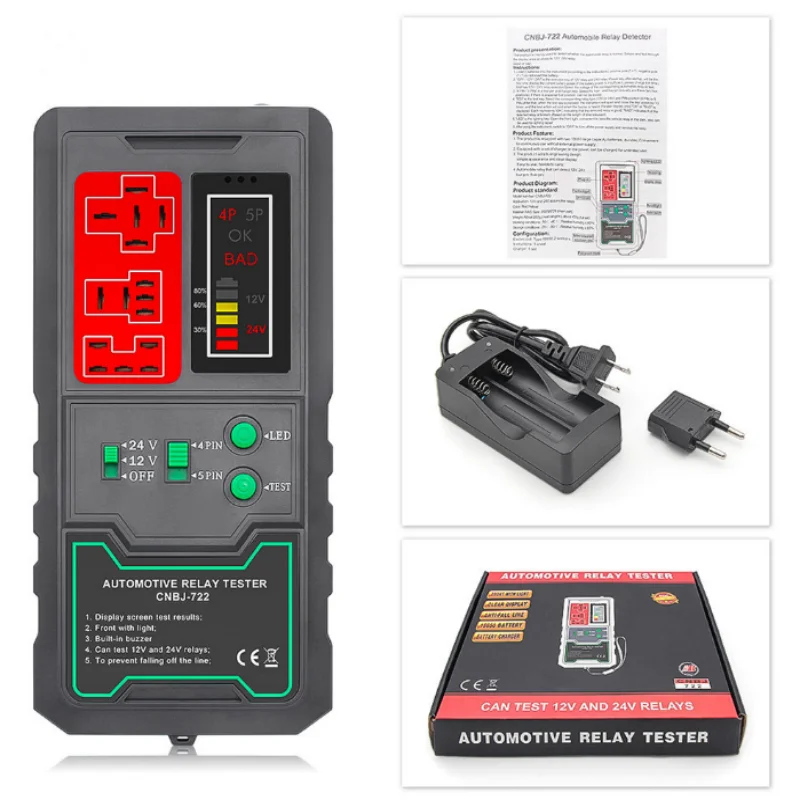 

12V 24V Car Relay Tester Electronic Automotive Relay Tester Auto Battery Checker Alternator Analyzer Diagnostic Tool Universal