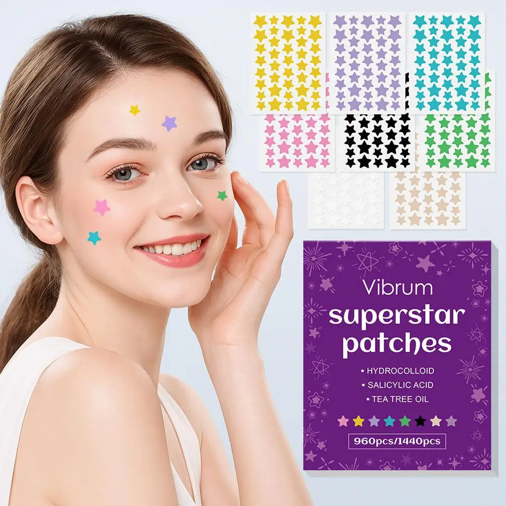 Colorful PE Pimple Cover Star Shaped Hydrocolloid Acne Patch Invisible Acne Cover Portable Acne Removal Mask Gentle Skin Care