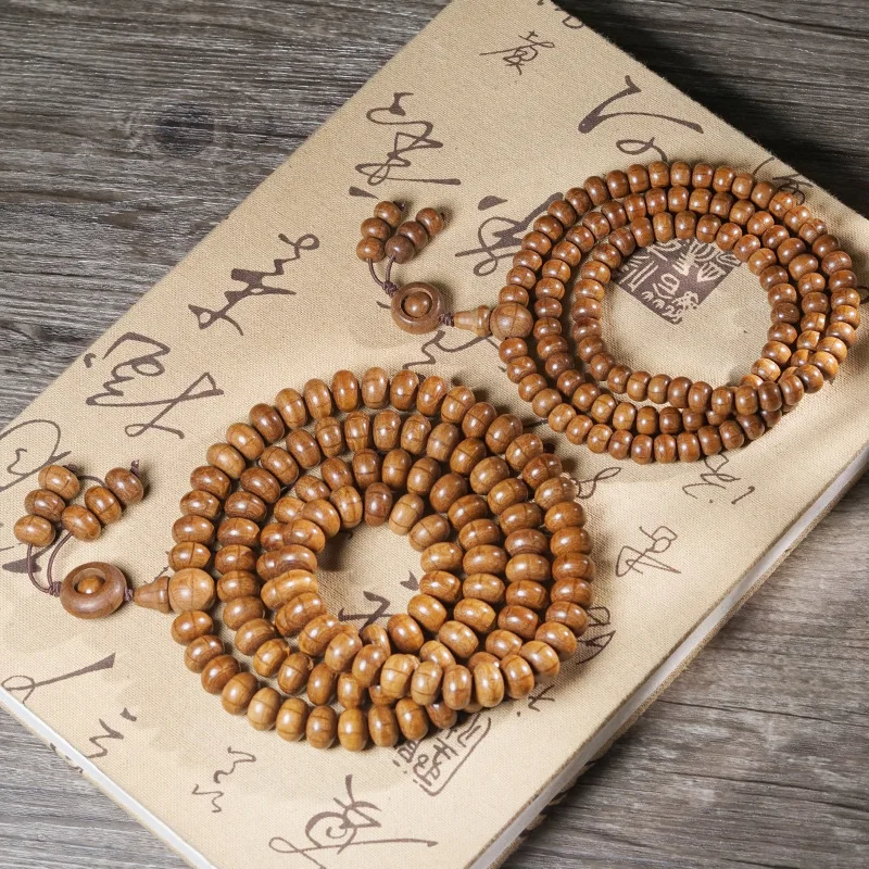 

108 Beads Six Paths Wood Apple Bead Bracelet Multi Wrap Wrist Mala Prayer Meditation Jewelry for Men and Women Gifts