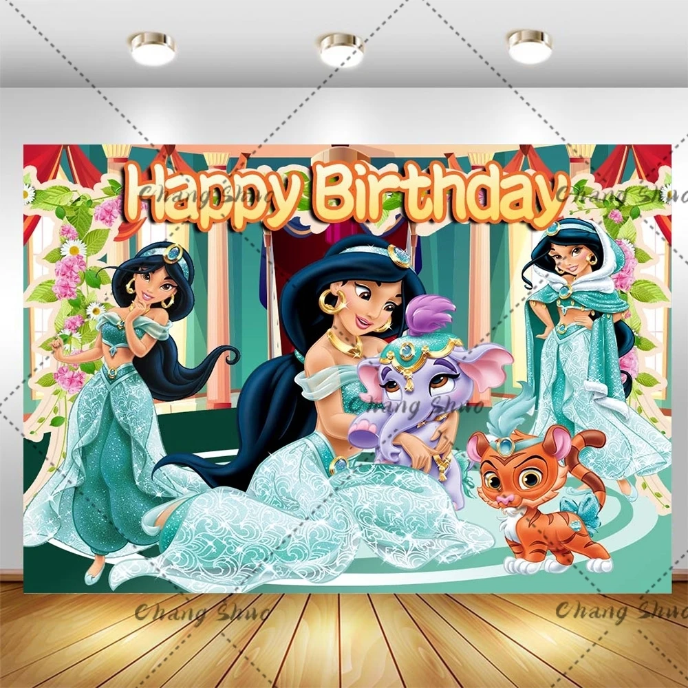 لافتة حفلات علاء الدين ياسمين برينسيس - لافتة خلفية لتزيين الحفلات وحفلات استقبال المولود الجديد للفتيات والأطفال في أعياد الميلاد #6