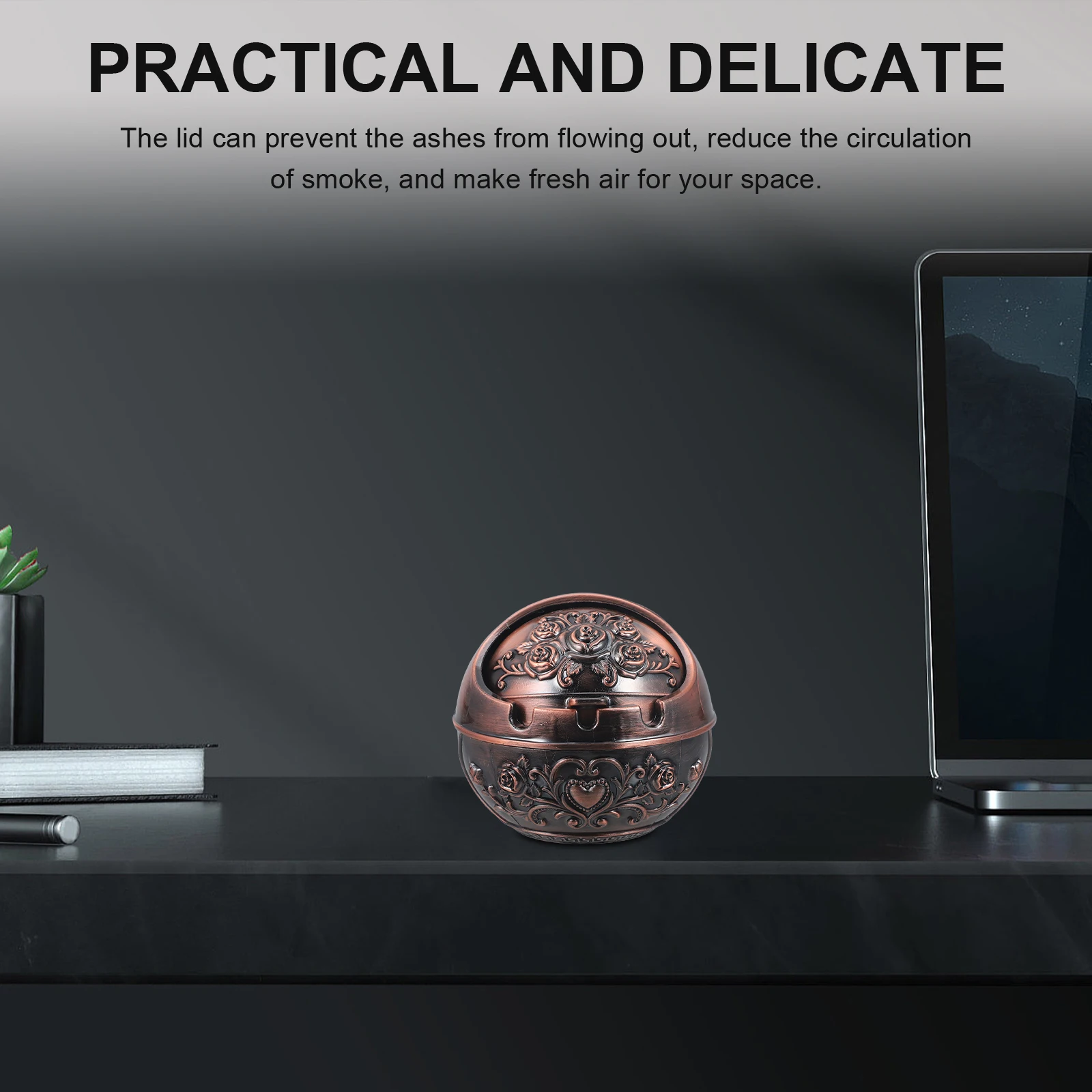 

Retro Zinc Alloy Ashtray Globe Creative Office Indoor Windproof Butt Container Large Capacity DesktopDecoration Modern
