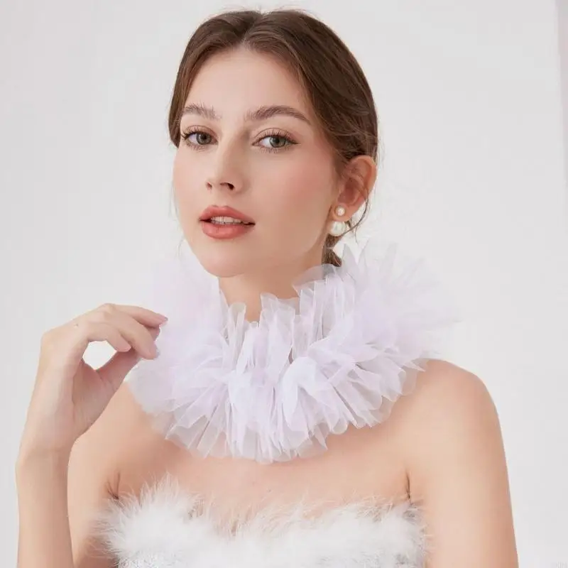 

Detachable Ruff Collar Lace Faux Collar Roleplay Costume Stage Props Accessories 6XDA