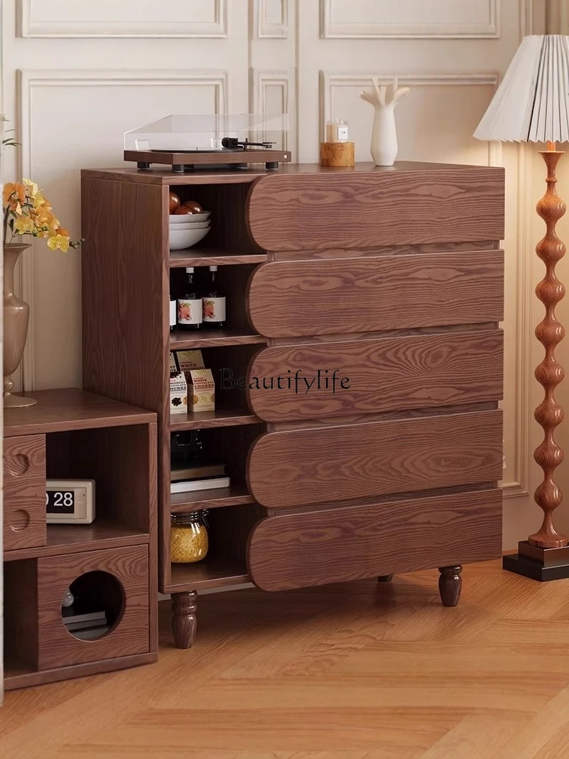 

French retro solid wood chest, household entrance, living room storage, living room entry shoe cabinet