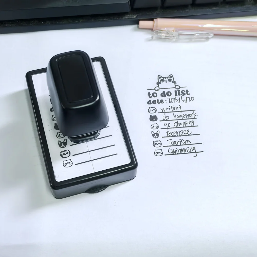 Diary hand account seal record to-do list plan target diary punch cat diary black mark automatic ink view 3