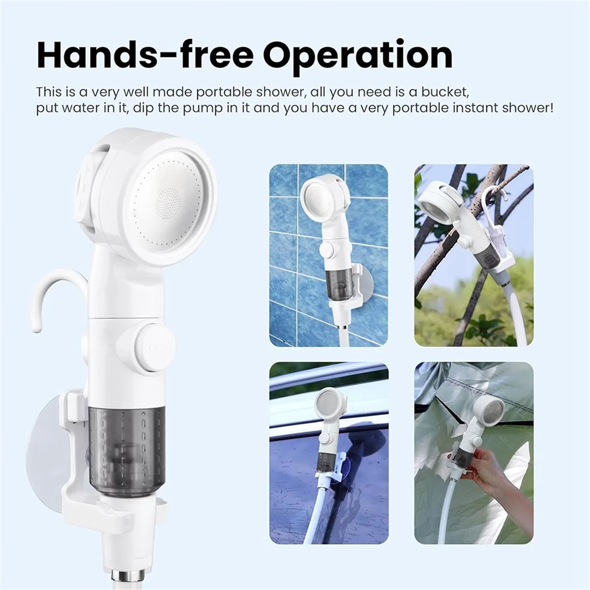 

B43C Portable Camping Shower Outdoor Camp Shower Pump,Upgrade Rechargeable Electric Shower Pump for Camping,Hiking,Traveling