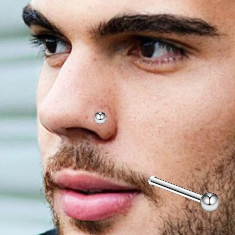 1pcs Stainless Steel Nose Stud L Shape Nose Rings Nostril Piercing Straight Body Jewelry Gift For Woman and Man