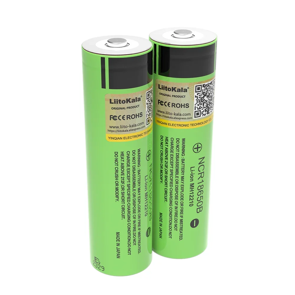 بطارية ليثيوم LiitoKala قابلة لإعادة الشحن مع بطاريات مصباح يدوي مدببة ، أصلية ، NCR18650B ، من من من دون أي بي سي