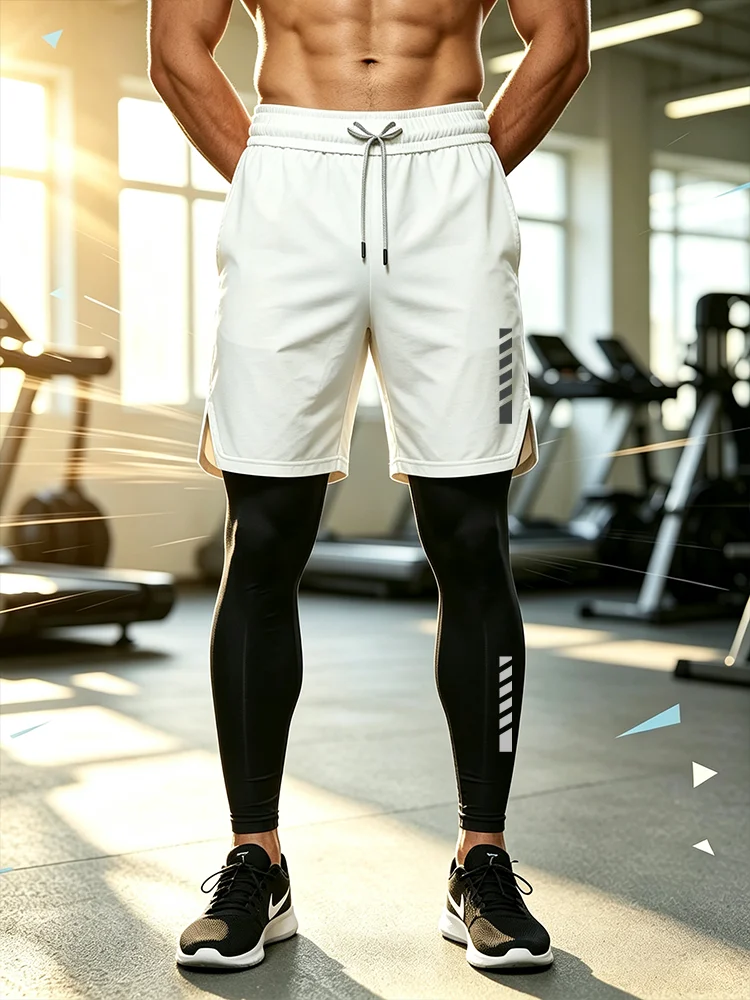 Men's Sport Pants 2in1 Training Athletic Tracksuits Sportswear Workout Male Jogging Trousers Gym Fitness Running Pants Mendf0602