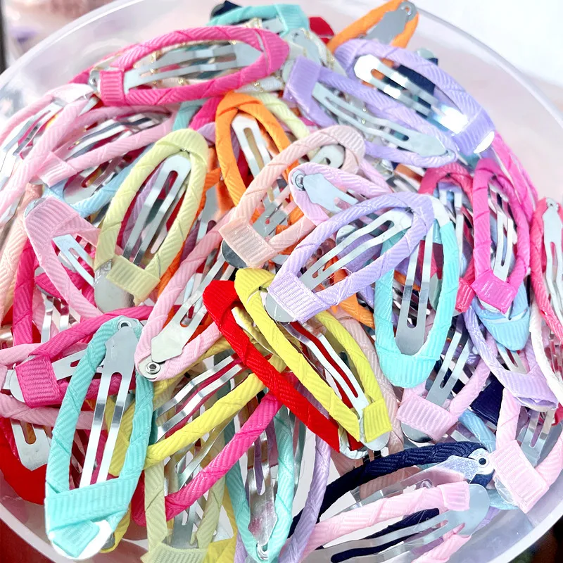 

50pcs 5cm Ribbed Band Hair Clip Colorful Stainless Steel BB Clip Diy Handmade Hairpins Jewelry Making Hairclip Accessories