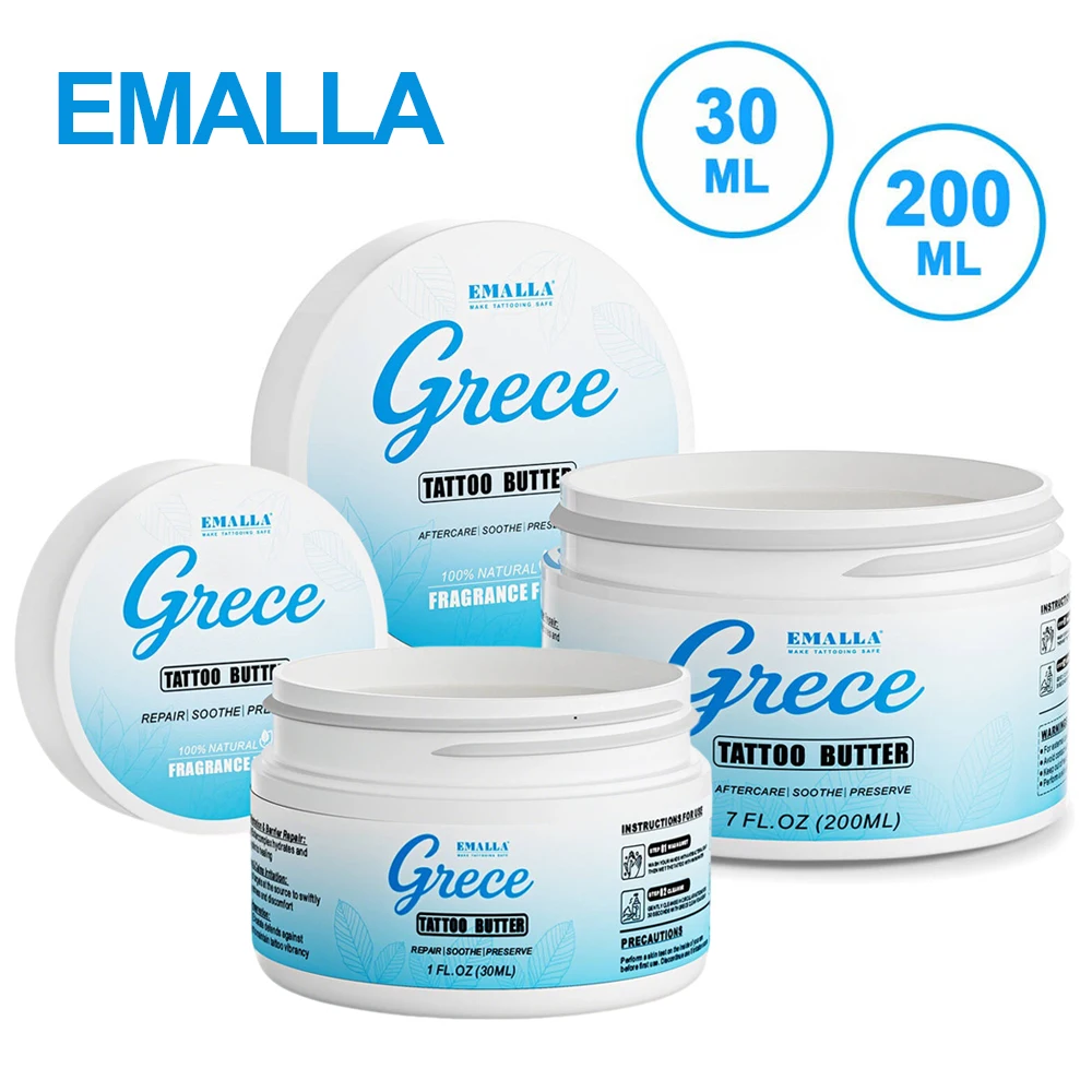 

EMALLA Grece Tattoo Aftercare Butter Balm Natural Organic Tattoo Cream Moisturizer Tattoos Healing Brightener Color Enhance