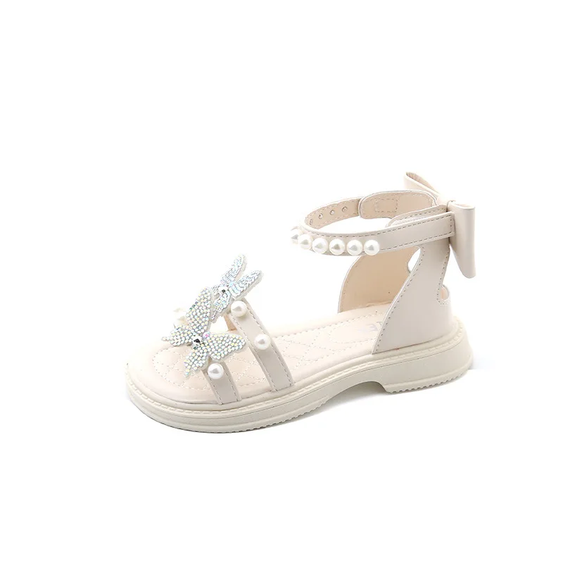 Girls Sandals New Rhinestones Open-toe Summer Soft Casual Kids Princess Sandals Party Wedding Shows Children Shoes H910