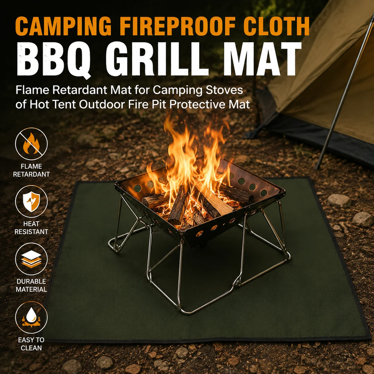 Portable Reusable Insulation Mat Surfaces Safety Shield Crafted from Special Fireproof Material Outdoor Fire Pit Protective Mat