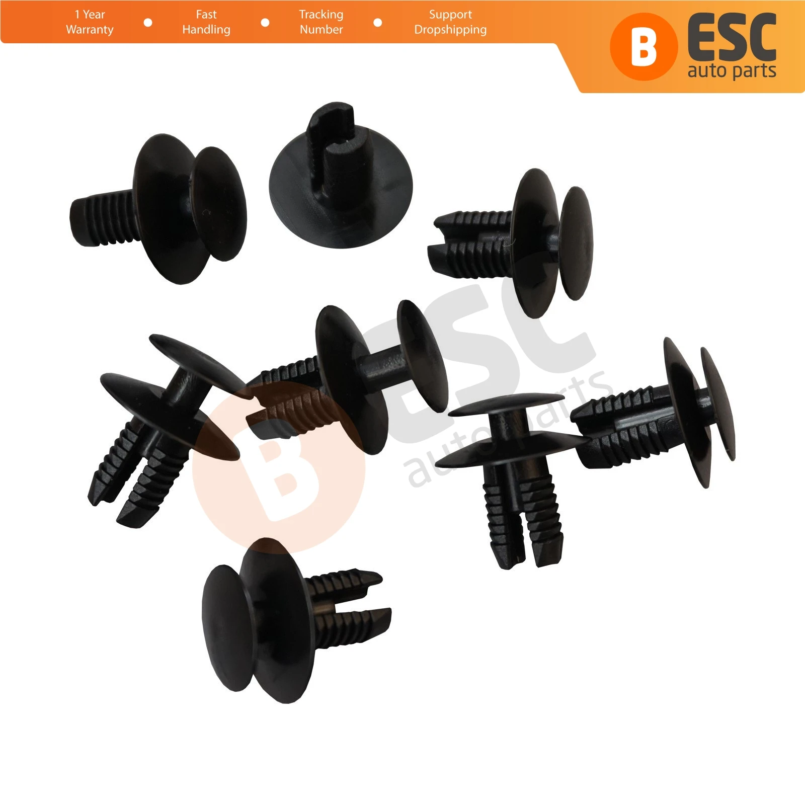 ESC ECF5031 10 Pieces Fixing Plug Rivet 2019900292; 51471911992; 30820141; M820141 for BMW, Mercedes, Volvo, Mitsubishi